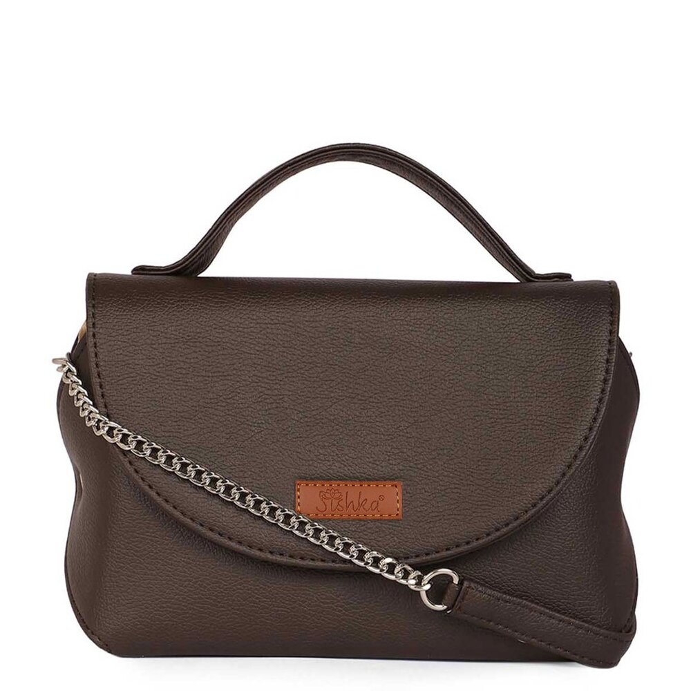 Vegan Leather Brown Crossbody Sling Bag for Women – Top Handle Shoulder Purse